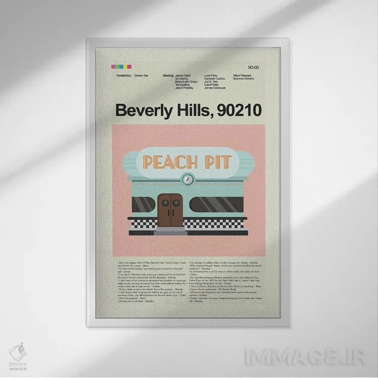 تابلو مینیمال بورلی هیلز ۹۰۲۱۰ اثر پرینتس اند گیگلز اثر ارین هیگرمن - نمای قابدار سفید