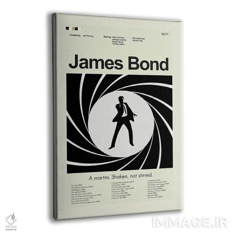 تابلو مینیمال جیمز باند اثر پرینتس اند گیگلز اثر ارین هیگرمن - نمای پرسپکتیو محصول