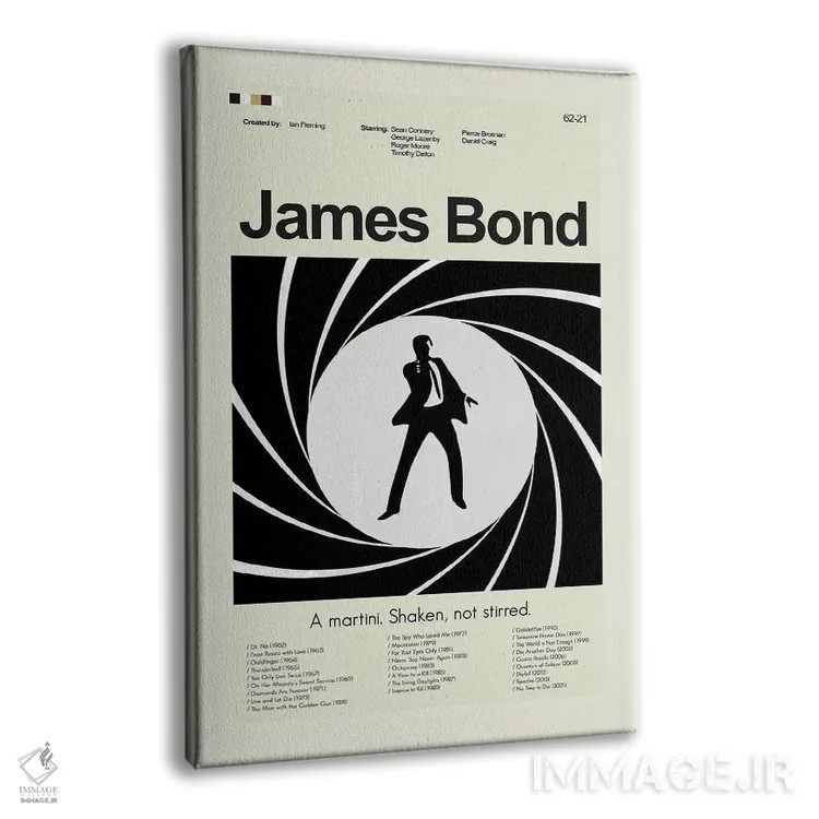 تابلو مینیمال جیمز باند اثر پرینتس اند گیگلز اثر ارین هیگرمن - نمای پرسپکتیو محصول