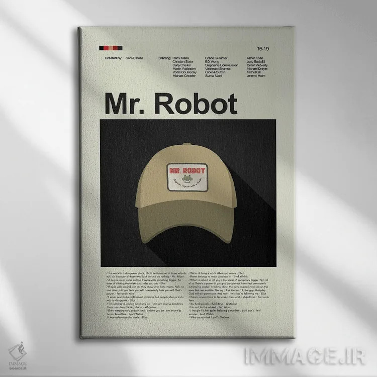 تابلو مینیمال آقای ربات اثر پرینتس اند گیگلز اثر ارین هیگرمن - نمای روبهرو روی دیوار