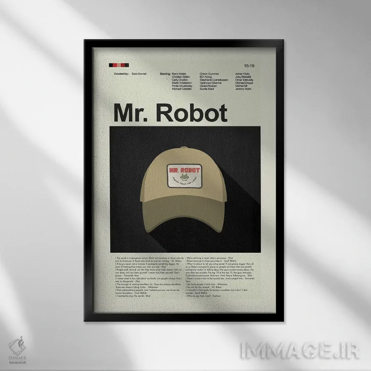 تابلو مینیمال آقای ربات اثر پرینتس اند گیگلز اثر ارین هیگرمن - نمای قابدار مشکی