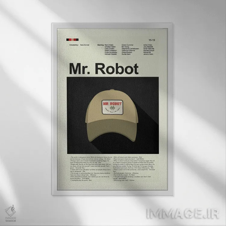 تابلو مینیمال آقای ربات اثر پرینتس اند گیگلز اثر ارین هیگرمن - نمای قابدار سفید