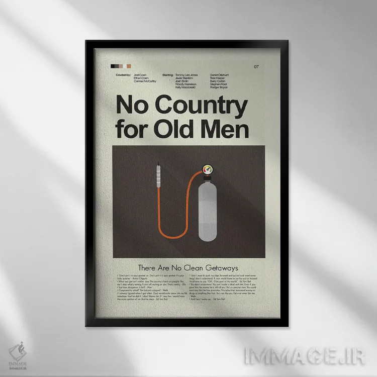 تابلو مینیمال سرزمین هیچ کس برای پیرمردها نیست اثر پرینتس اند گیگلز اثر ارین هیگرمن - نمای قابدار مشکی