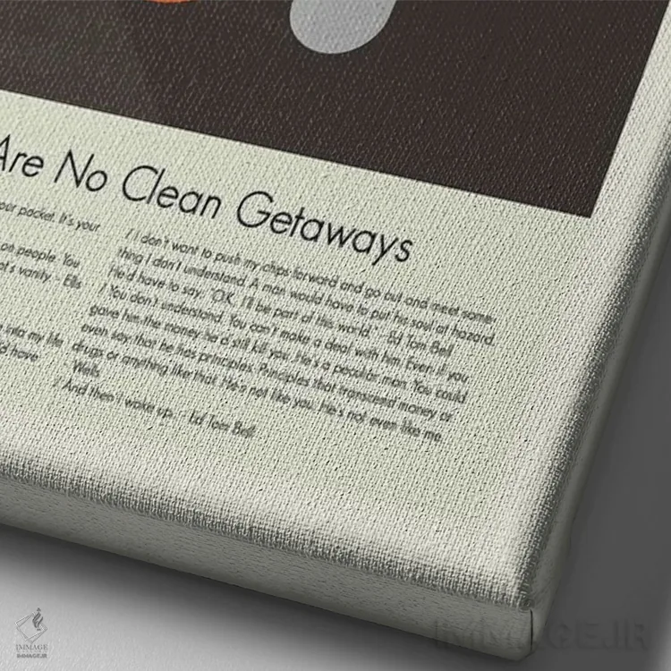 تابلو مینیمال سرزمین هیچ کس برای پیرمردها نیست اثر پرینتس اند گیگلز اثر ارین هیگرمن - نمای نزدیک بافت بوم