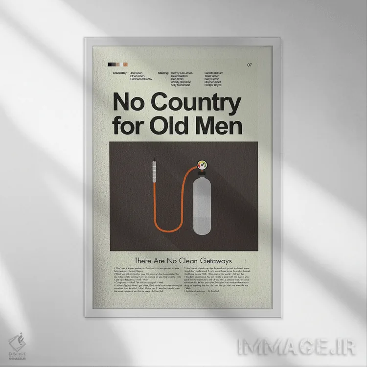 تابلو مینیمال سرزمین هیچ کس برای پیرمردها نیست اثر پرینتس اند گیگلز اثر ارین هیگرمن - نمای قابدار سفید