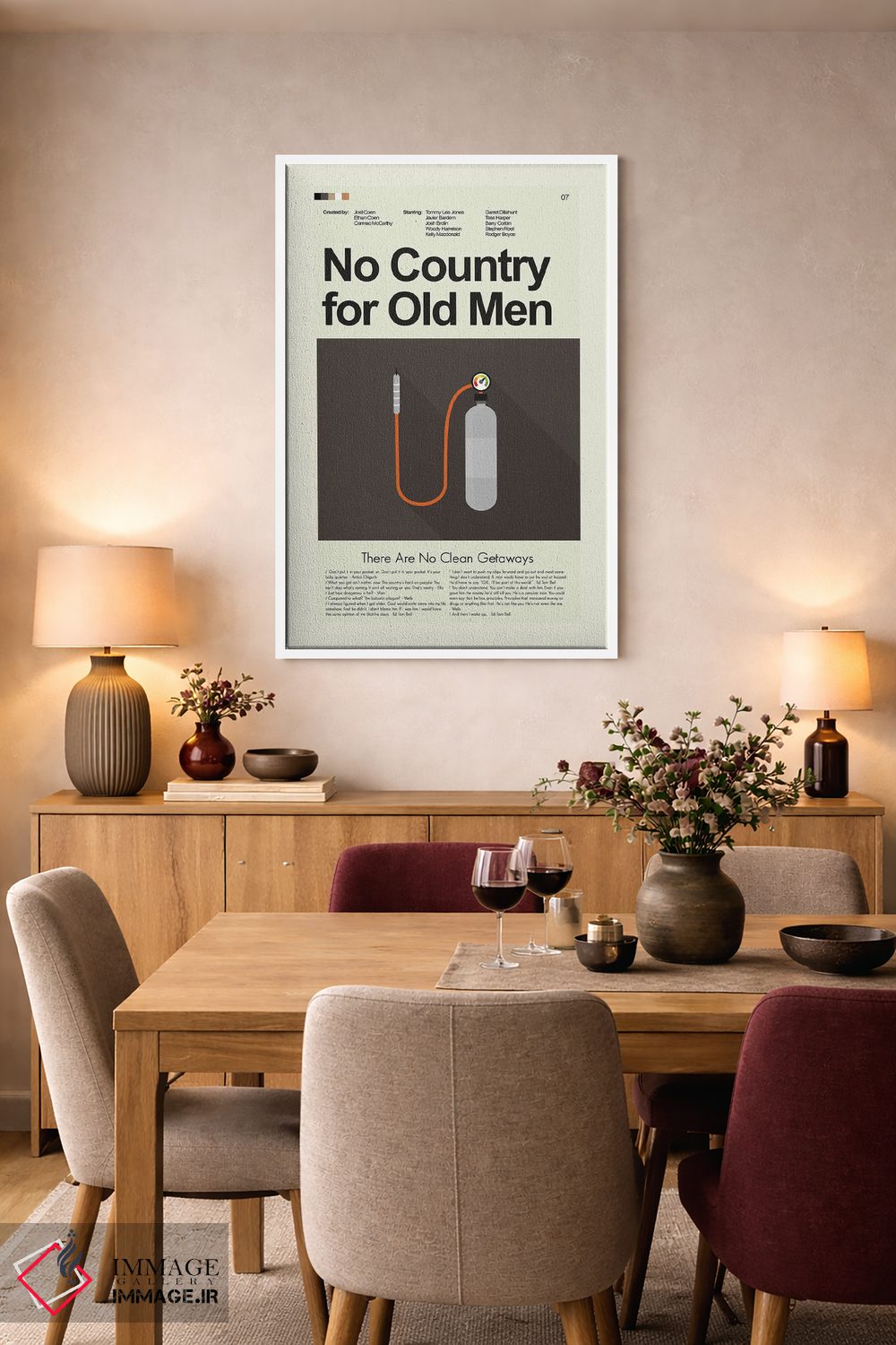 تابلو مینیمال سرزمین هیچ کس برای پیرمردها نیست اثر پرینتس اند گیگلز اثر ارین هیگرمن - D3W