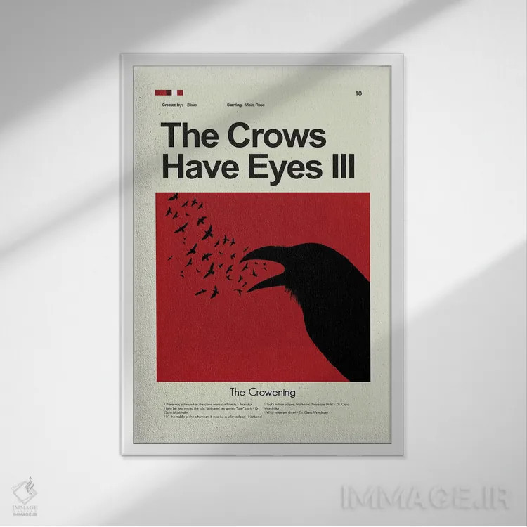 تابلو مینیمال کلاغ ها چشم دارند ۳ اثر پرینتس اند گیگلز اثر ارین هیگرمن - نمای قابدار سفید