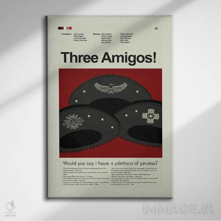 تابلو مینیمال سه دوست اثر پرینتس اند گیگلز اثر ارین هیگرمن - نمای روبهرو روی دیوار