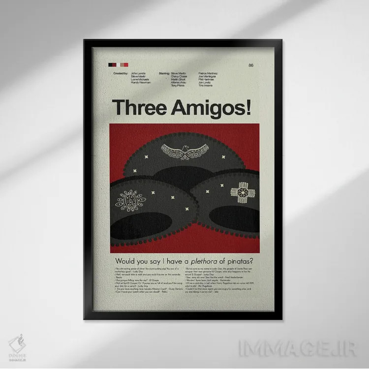 تابلو مینیمال سه دوست اثر پرینتس اند گیگلز اثر ارین هیگرمن - نمای قابدار مشکی