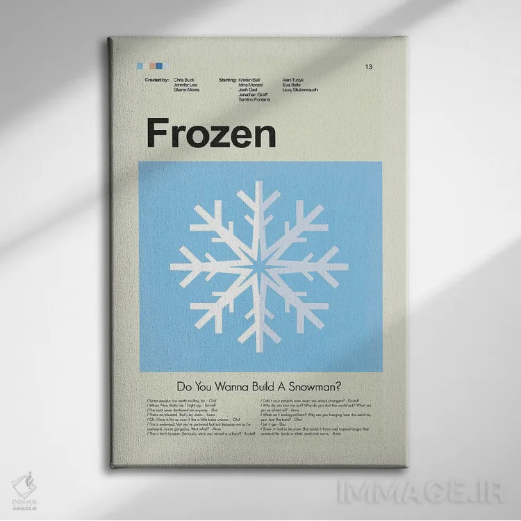 تابلو دکوراتیو فروزن اثر پرینتس اند گیگلز اثر ارین هیگرمن - نمای روبهرو روی دیوار