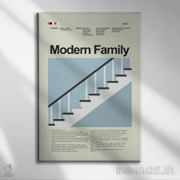 تابلو دکوراتیو خانواده مدرن اثر پرینتس اند گیگلز اثر ارین هیگرمن - نمای روبهرو روی دیوار