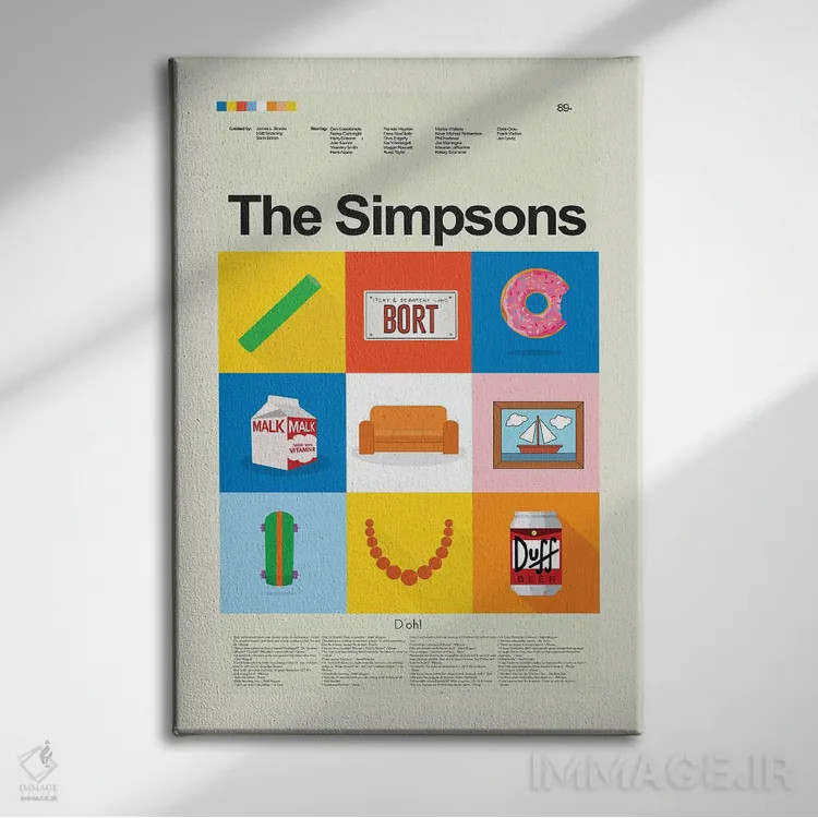 تابلو دکوراتیو سیمپسون ها اثر پرینتس اند گیگلز اثر ارین هیگرمن - نمای روبهرو روی دیوار