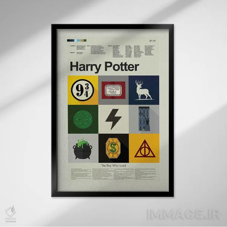 تابلو دکوراتیو هری پاتر اثر پرینتس اند گیگلز اثر ارین هیگرمن - نمای قابدار مشکی