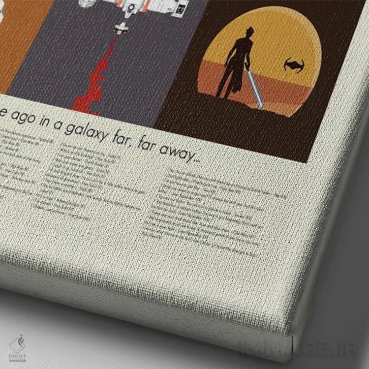 تابلو مینیمال جنگ ستارگان قسمت های ۱ تا ۹ اثر پرینتس اند گیگلز اثر ارین هیگرمن - نمای نزدیک بافت بوم