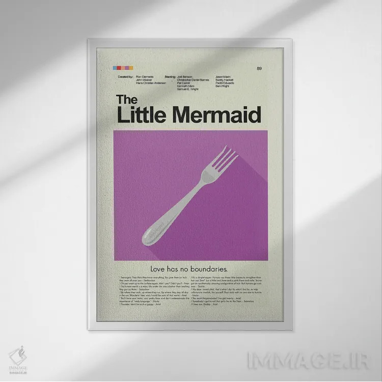 تابلو دکوراتیو پری دریایی کوچک اثر پرینتس اند گیگلز اثر ارین هیگرمن - نمای قابدار سفید