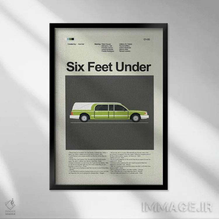 تابلو مینیمال شش فوت زیر زمین اثر پرینتس اند گیگلز اثر ارین هیگرمن - نمای قابدار مشکی