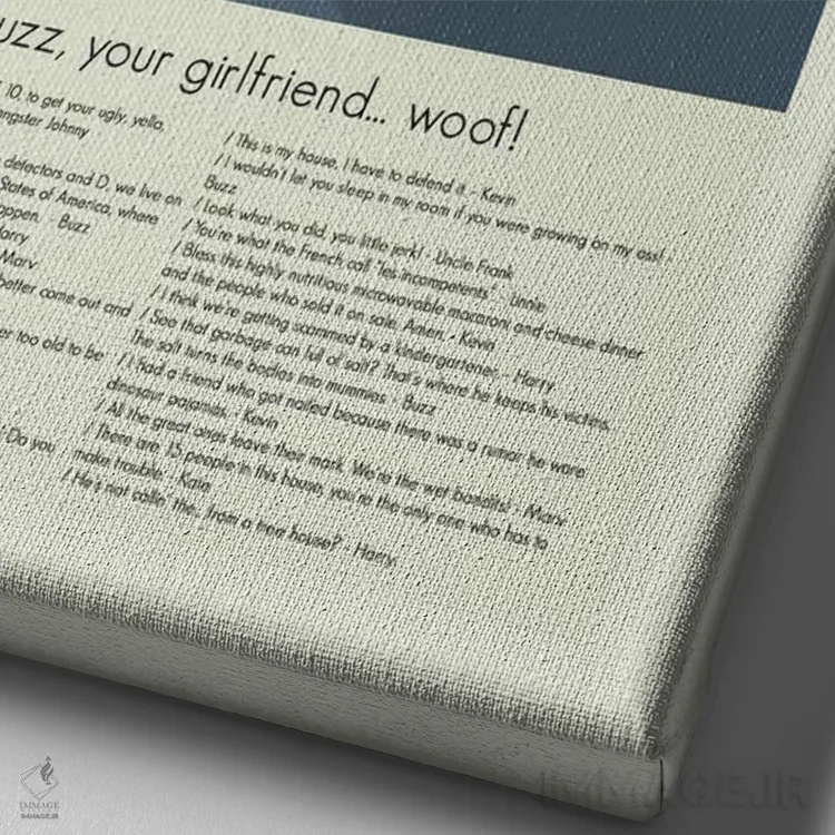 تابلو دکوراتیو تنها در خانه اثر پرینتس اند گیگلز اثر ارین هیگرمن - نمای نزدیک بافت بوم