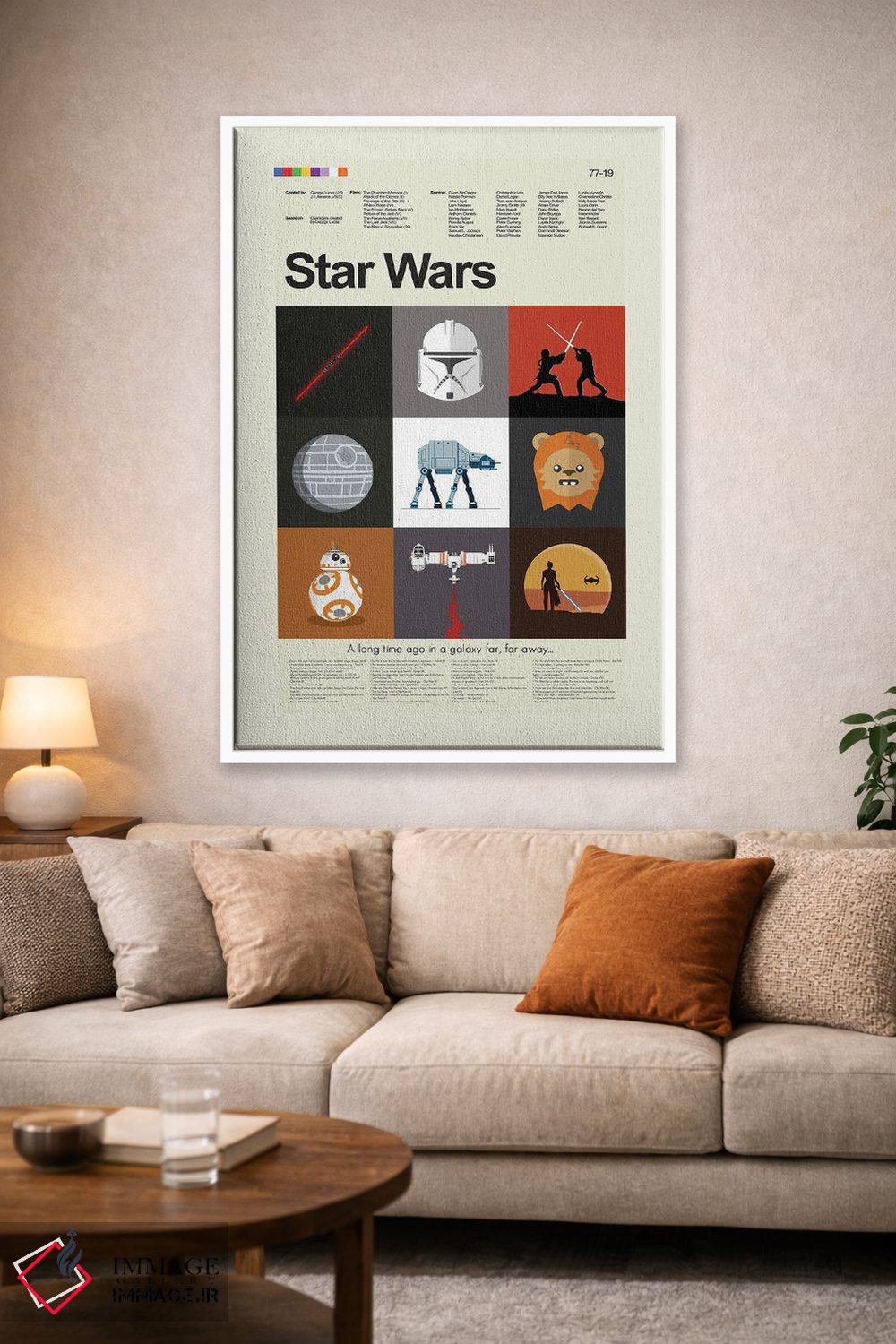 تابلو مینیمال جنگ ستارگان قسمت های ۱ تا ۹ اثر پرینتس اند گیگلز اثر ارین هیگرمن - D1W