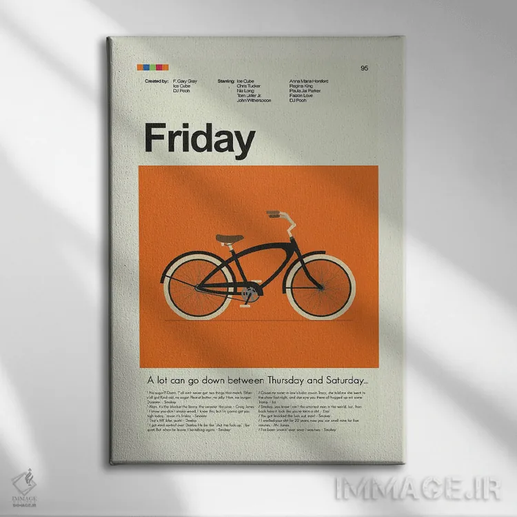 تابلو مینیمال جمعه اثر پرینتس اند گیگلز اثر ارین هیگرمن - نمای روبهرو روی دیوار