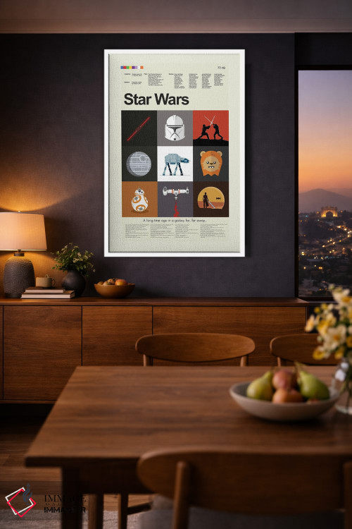 تابلو مینیمال جنگ ستارگان قسمت های ۱ تا ۹ اثر پرینتس اند گیگلز اثر ارین هیگرمن - D3W
