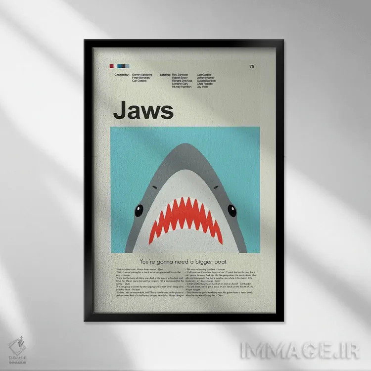 تابلو دکوراتیو آرواره ها اثر پرینتس اند گیگلز اثر ارین هیگرمن - نمای قابدار مشکی