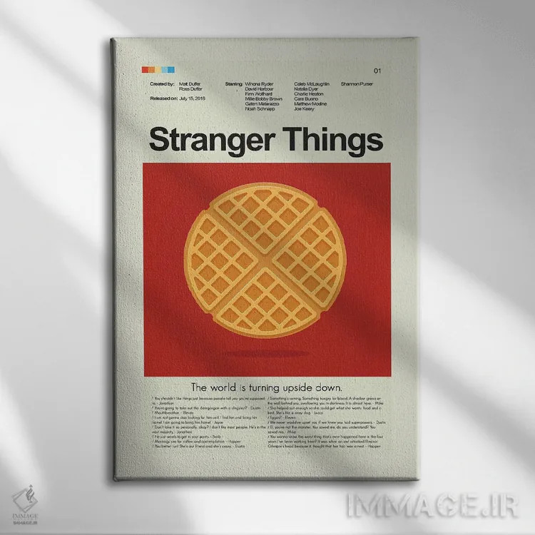 تابلو مینیمال چیزهای عجیب فصل ۱ اثر پرینتس اند گیگلز اثر ارین هیگرمن - نمای روبهرو روی دیوار