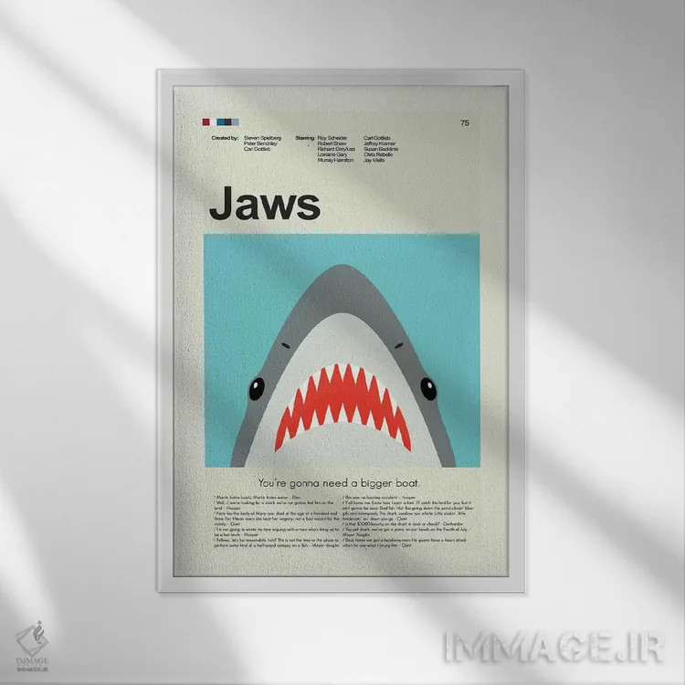 تابلو دکوراتیو آرواره ها اثر پرینتس اند گیگلز اثر ارین هیگرمن - نمای قابدار سفید