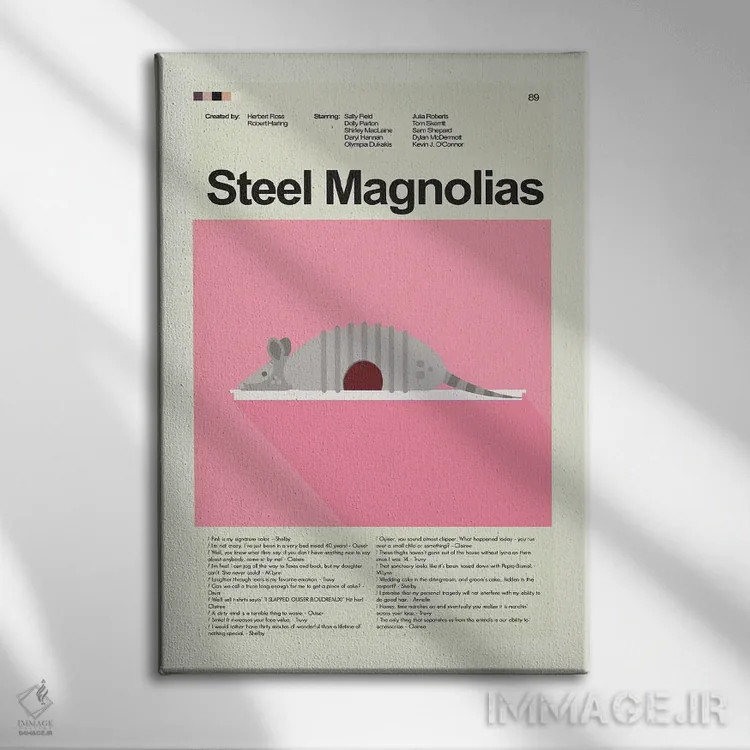 تابلو دکوراتیو مگنولیاهای فولادی اثر پرینتس اند گیگلز اثر ارین هیگرمن - نمای روبهرو روی دیوار