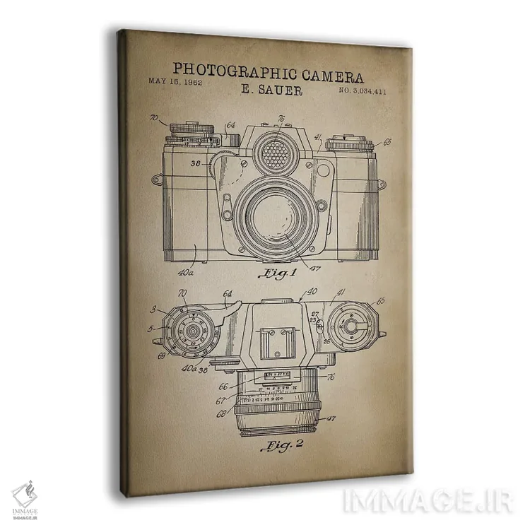 تابلو دکوراتیو دوربین ساور ۱۹۶۲، رنگ بژ اثر پتنت پرینت استور - نمای پرسپکتیو محصول