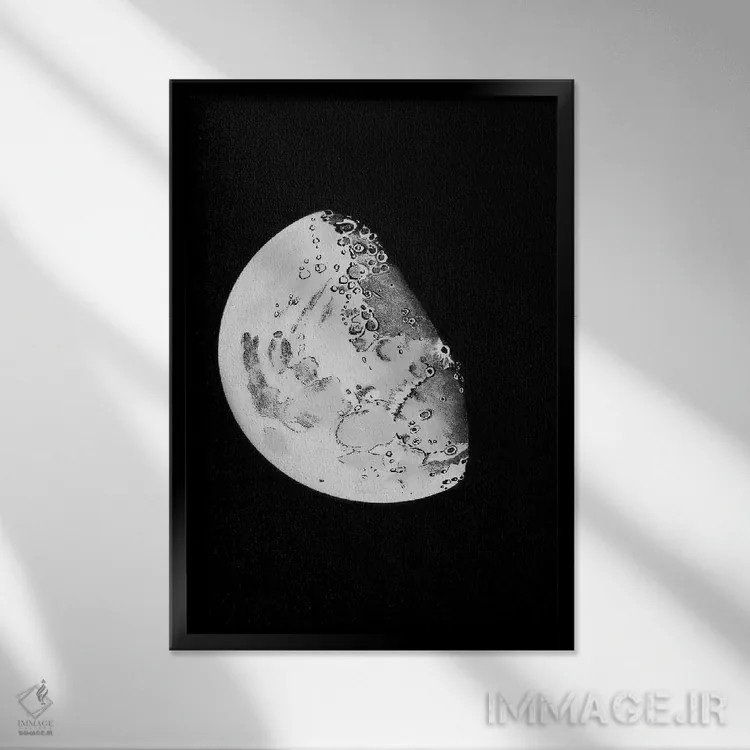 تابلو دکوراتیو مراحل ماه IV اثر پتنت پرینت استور - نمای قابدار مشکی