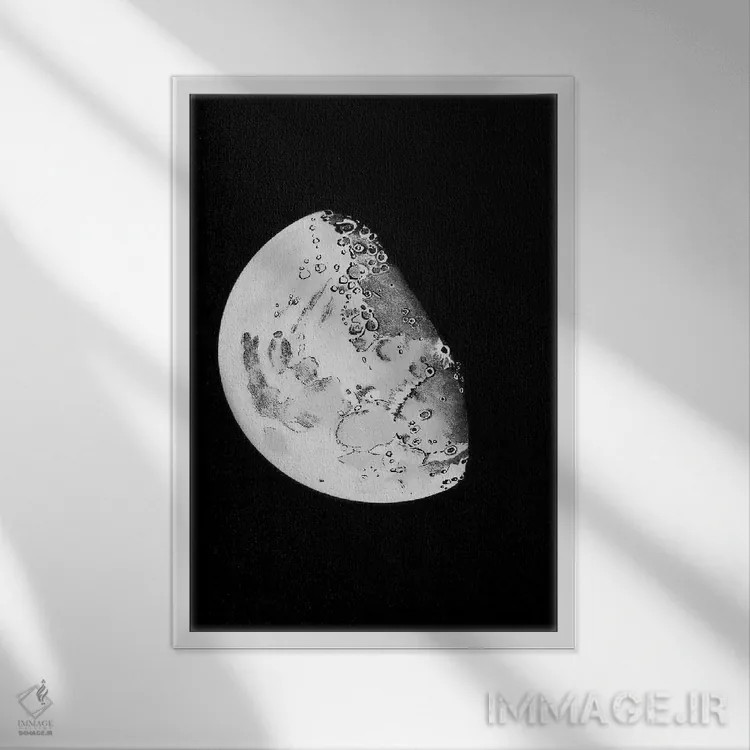 تابلو دکوراتیو مراحل ماه IV اثر پتنت پرینت استور - نمای قابدار سفید