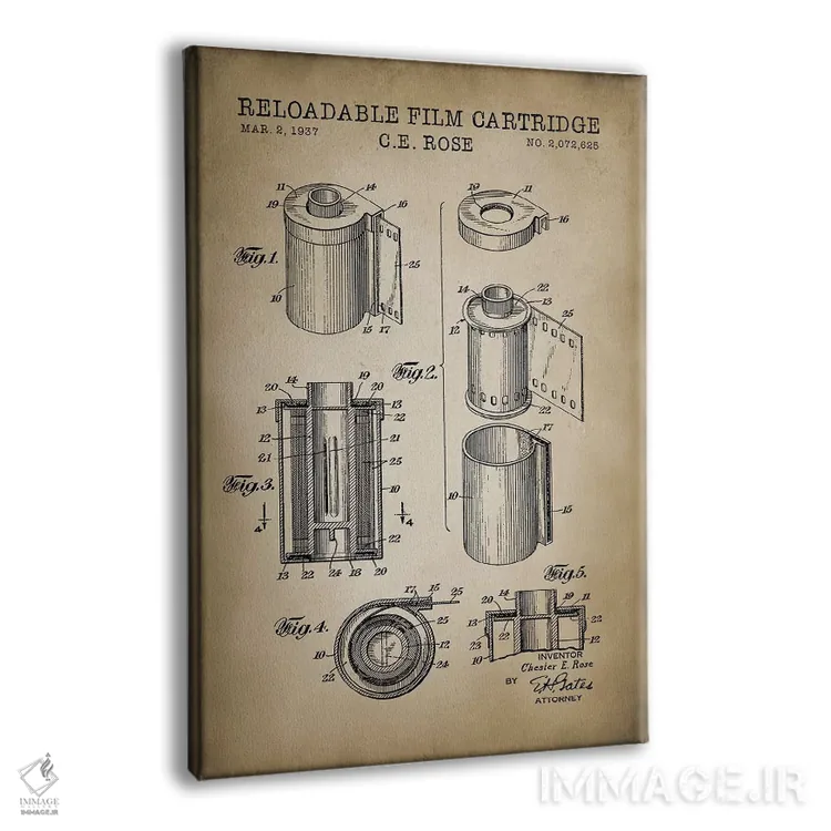 تابلو دکوراتیو کارتریج فیلم قابل شارژ، بژ اثر پتنت پرینت استور - نمای پرسپکتیو محصول