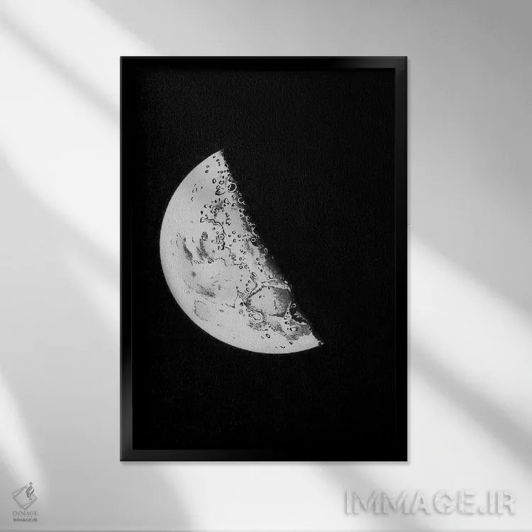 تابلو دکوراتیو مراحل ماه III اثر پتنت پرینت استور - نمای قابدار مشکی