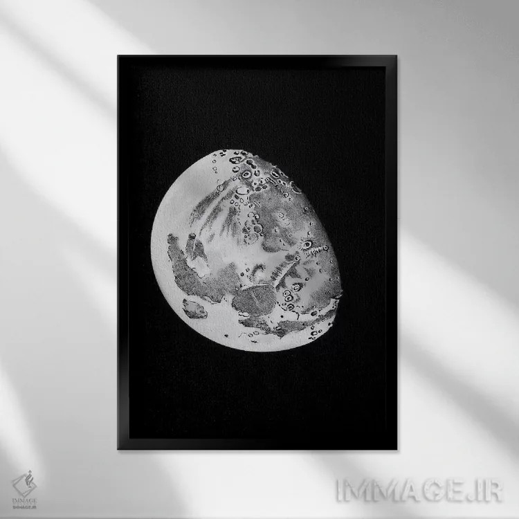تابلو دکوراتیو مراحل ماه V اثر پتنت پرینت استور - نمای قابدار مشکی