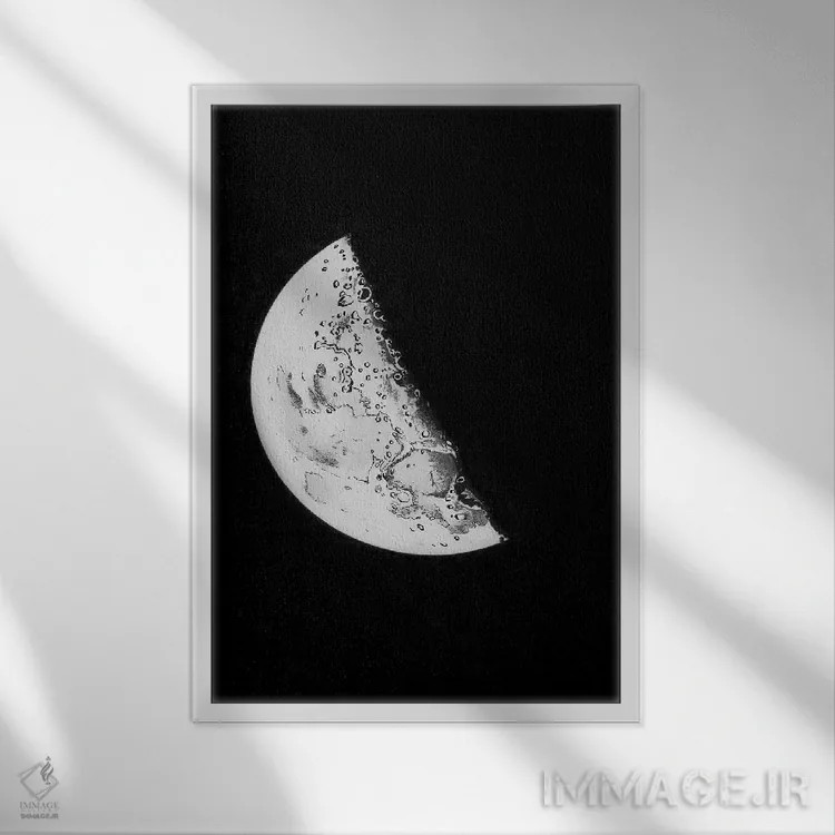 تابلو دکوراتیو مراحل ماه III اثر پتنت پرینت استور - نمای قابدار سفید