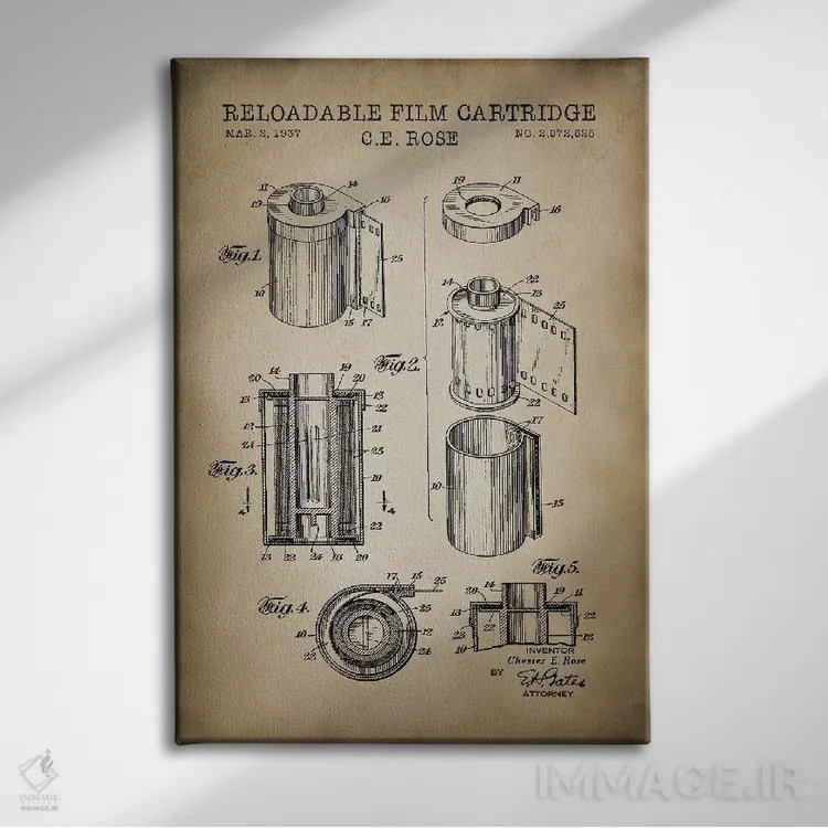 تابلو دکوراتیو کارتریج فیلم قابل شارژ، بژ اثر پتنت پرینت استور - نمای روبهرو روی دیوار