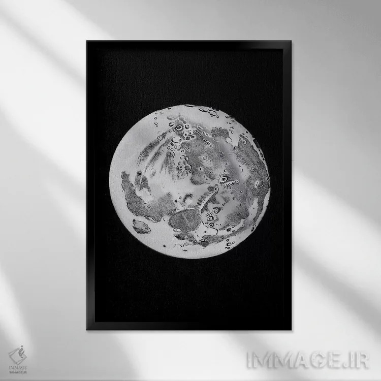 تابلو دکوراتیو مراحل ماه VI اثر پتنت پرینت استور - نمای قابدار مشکی