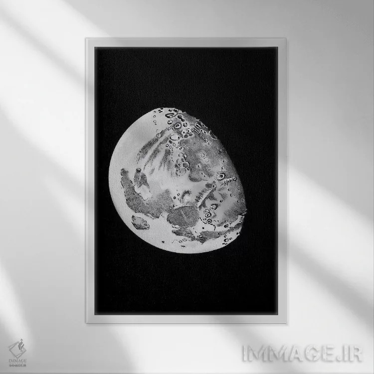 تابلو دکوراتیو مراحل ماه V اثر پتنت پرینت استور - نمای قابدار سفید