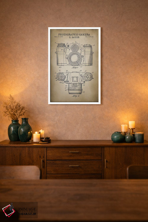 تابلو دکوراتیو دوربین ساور ۱۹۶۲، رنگ بژ اثر پتنت پرینت استور - D1W