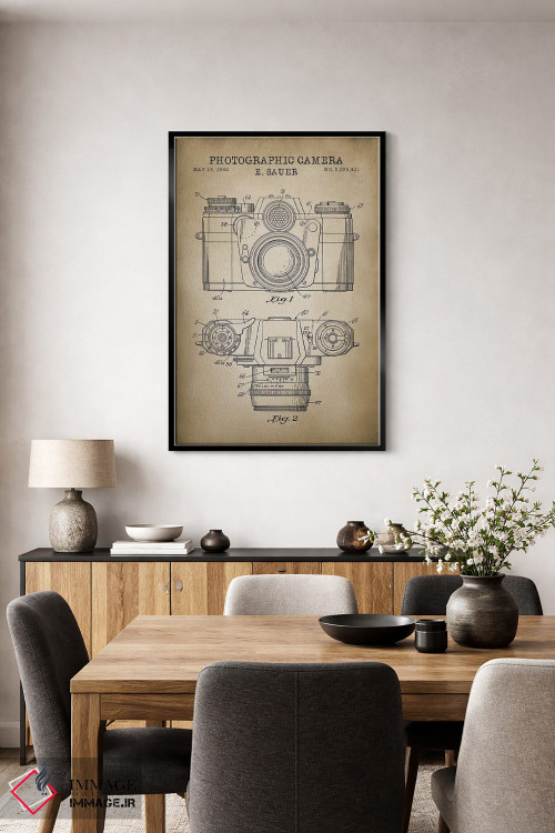 تابلو دکوراتیو دوربین ساور ۱۹۶۲، رنگ بژ اثر پتنت پرینت استور - D4B