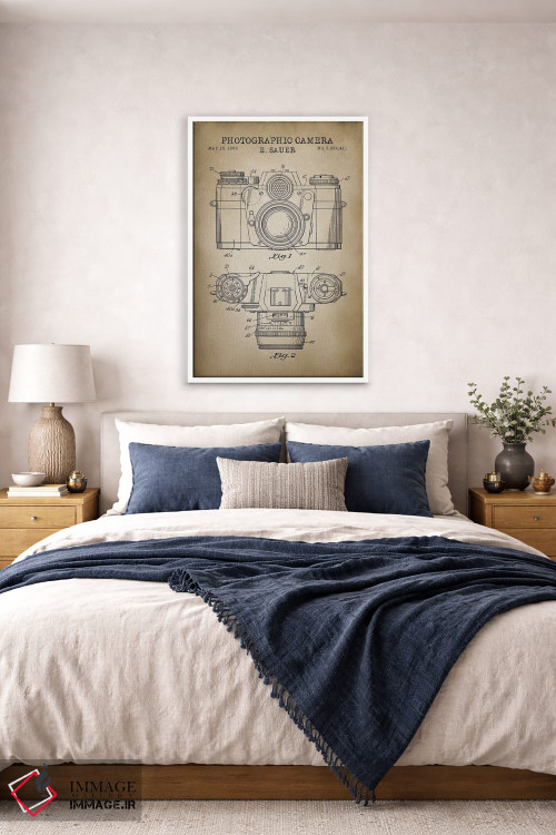 تابلو دکوراتیو دوربین ساور ۱۹۶۲، رنگ بژ اثر پتنت پرینت استور - D6W