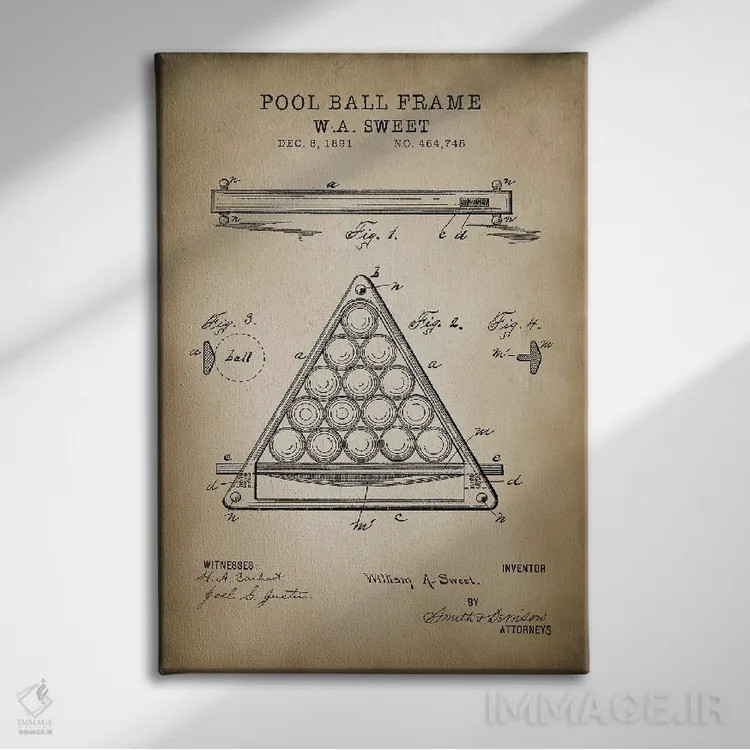 تابلو مدرن بیلیارد III اثر پتنت پرینت استور - نمای روبهرو روی دیوار