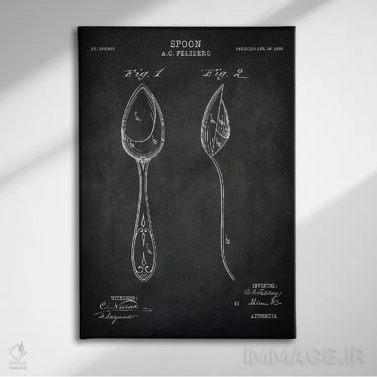 تابلو مدرن قاشق اثر پتنت پرینت استور - نمای روبهرو روی دیوار
