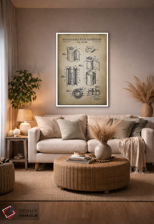 تابلو دکوراتیو کارتریج فیلم قابل شارژ، بژ اثر پتنت پرینت استور - D3W