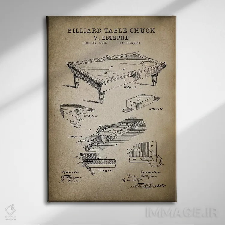 تابلو دکوراتیو بیلیارد I اثر پتنت پرینت استور - نمای روبهرو روی دیوار