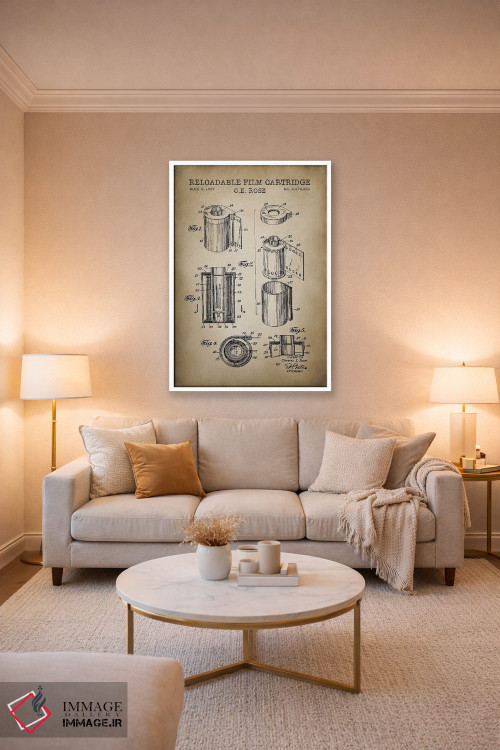 تابلو دکوراتیو کارتریج فیلم قابل شارژ، بژ اثر پتنت پرینت استور - D2W