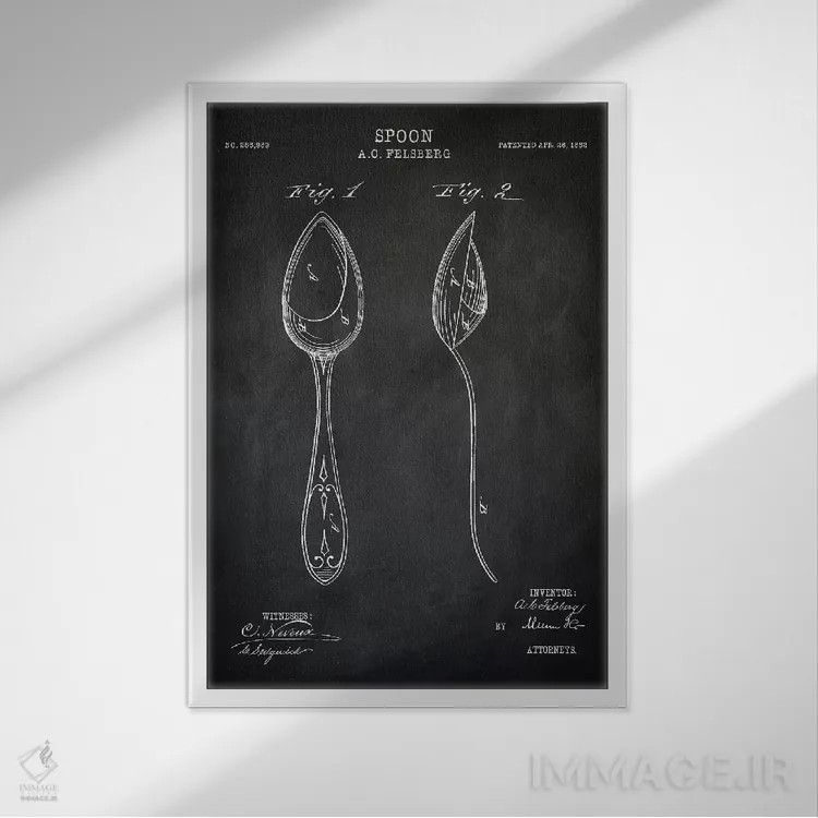 تابلو مدرن قاشق اثر پتنت پرینت استور - نمای قابدار سفید