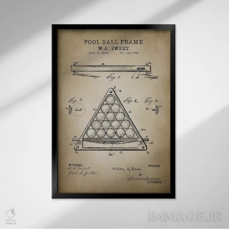 تابلو مدرن بیلیارد III اثر پتنت پرینت استور - نمای قابدار مشکی