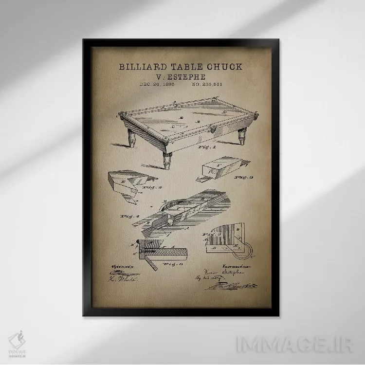 تابلو دکوراتیو بیلیارد I اثر پتنت پرینت استور - نمای قابدار مشکی
