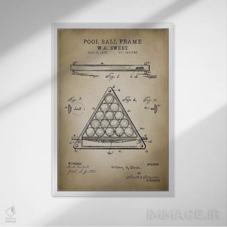 تابلو مدرن بیلیارد III اثر پتنت پرینت استور - نمای قابدار سفید